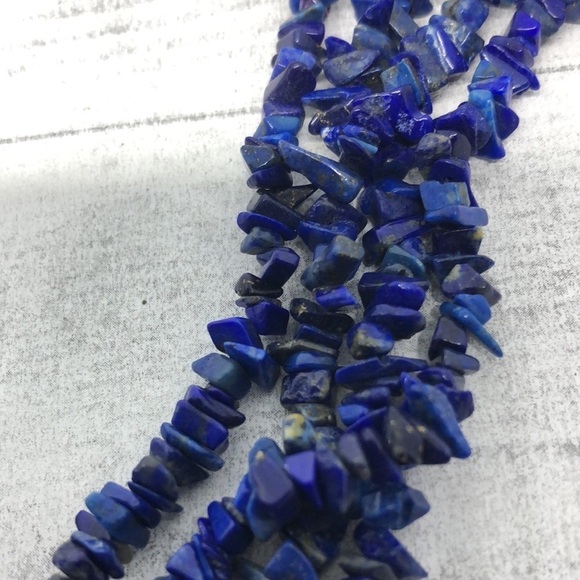 VINTAGE Lapis Lazuli Sterling Silver Pendant Statement Necklace Signed - Picture 4 of 7